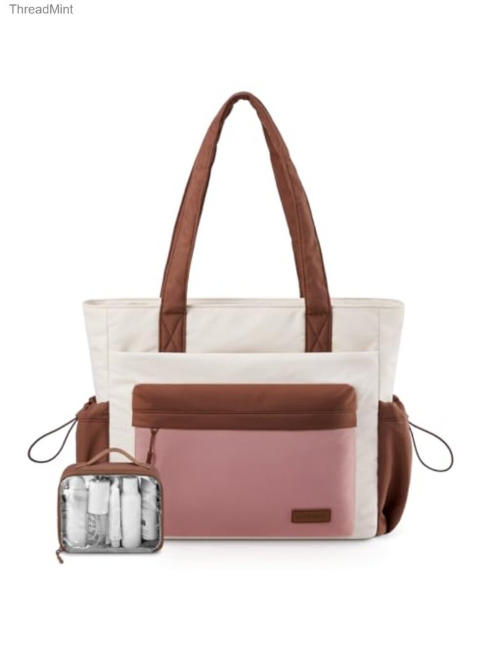 Quilted Puffer Tote Bag 15.6" Laptop Work Bag with Cup Holder Polyester
